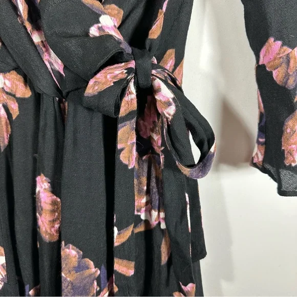 FREE PEOPLE All the Right Ruffles Floral Romper Black Brown Pink Size Small - Picture 7 of 15